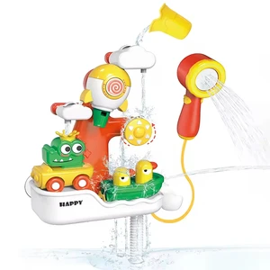 EPT Wholesale 4-in-1 Interactive Water Play Kit Combination Electric Cartoon Shower Head Plastic Baby Bath Toy