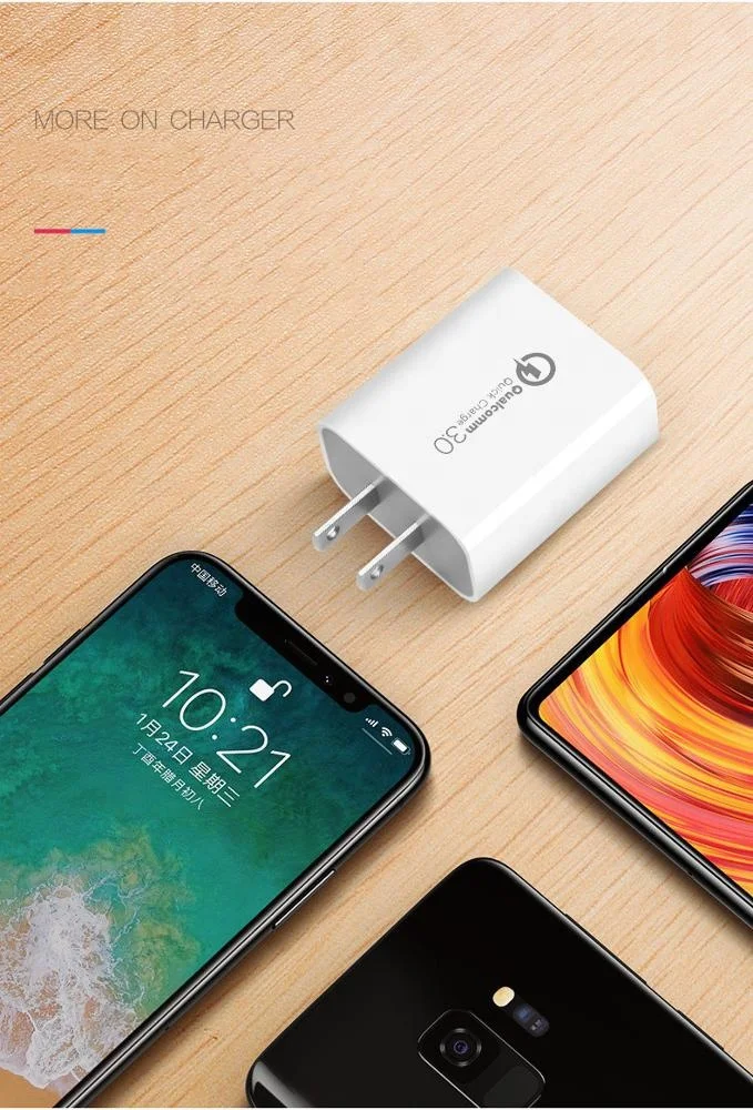 
ЕС/США/Австралия 18 Вт QC 5 в 3,0 А быстрое Сетевое зарядное устройство с сертификацией 3C 