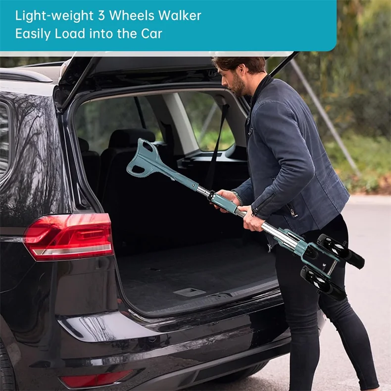 MSMT Narrow Walkers for Small Space Forearm Crutches with 3 Wheel for Adult Folding Rolling Walker for Seniors Handicap Elderly