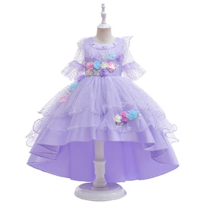 MQATZ Encanto Isabela Cosplay Costume Kids Girls Party Dress Long Tail Flower Girl Dress