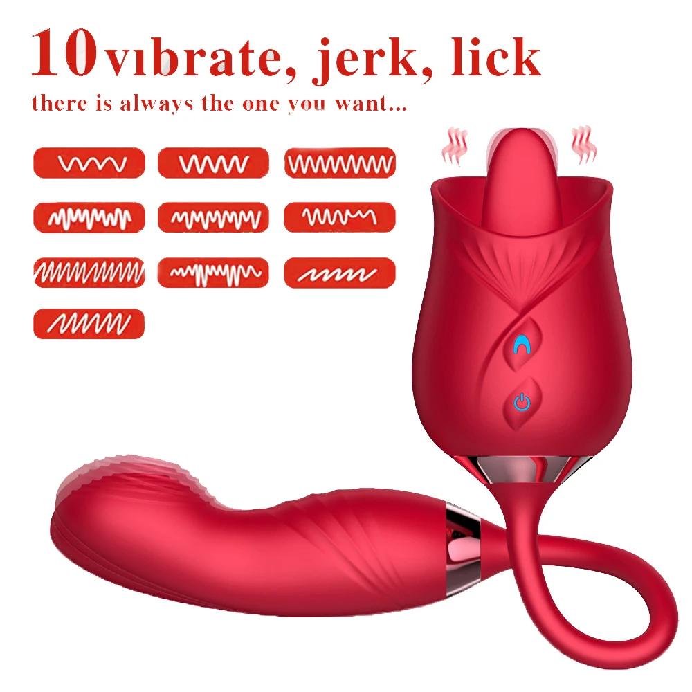 3 In 1 Rose Sexy Toys For Women Adult Sex Rose Vibrator With 10 Vibrating Licking Jerking Rose 6139