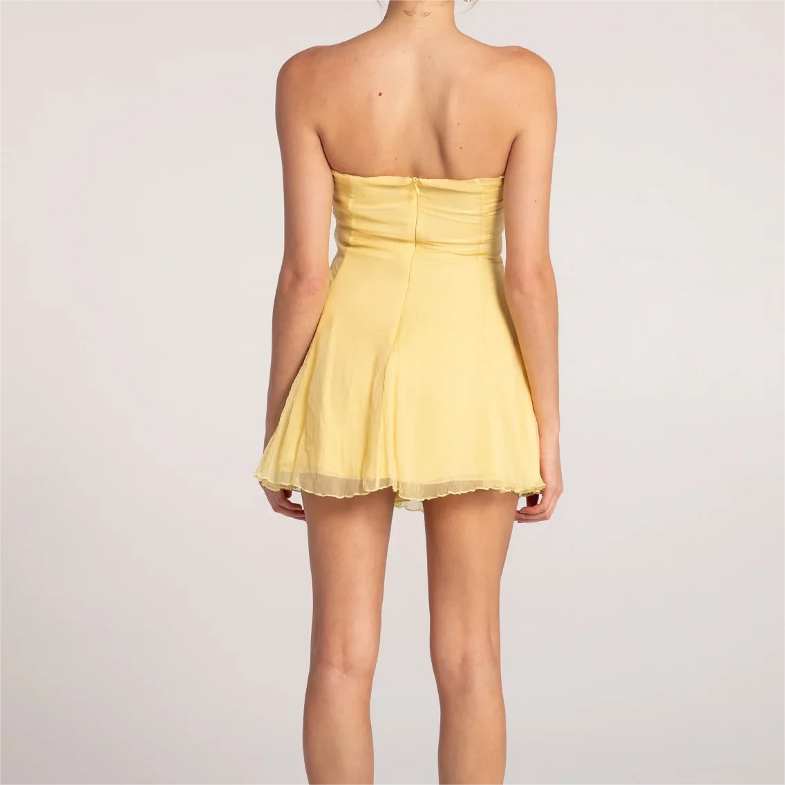 sachin and babi light blue dress VERSACE Scarf-effect cutout chiffon-trimmed silk-cady mini dress main image 0