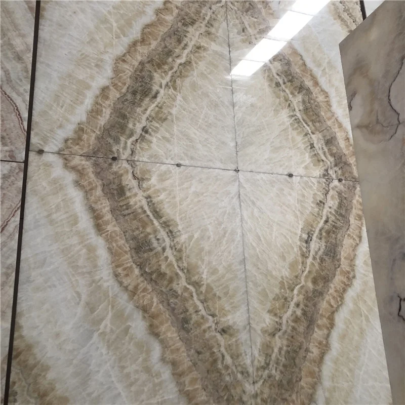 product natural stone book match led backlight beige brown onyx marble slab for wall decoration-1