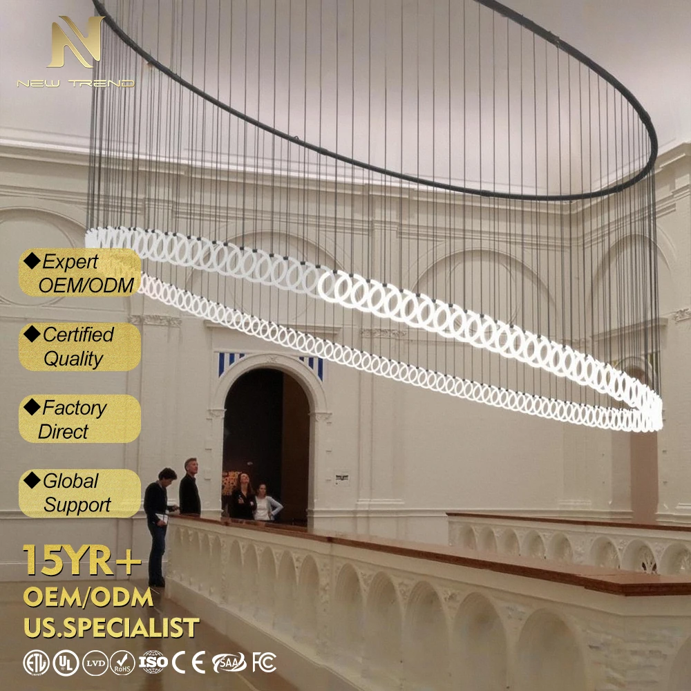 CPL-489 Contemporary Circular LED Chandelier – Minimalist Architectural Halo Light for High-Ceiling Villa & Project