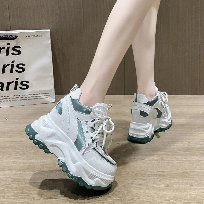 Кроссовки женские на платформе, Повседневная Удобная Уличная обувь, однотонные, увеличивающие рост, весна 2022