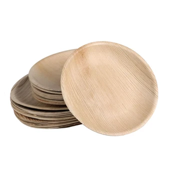 Disposable Dinner Plate Palm Leaf/Bamboo/Wooden Plates,Bamboo Plate Food Contact Safe Plate