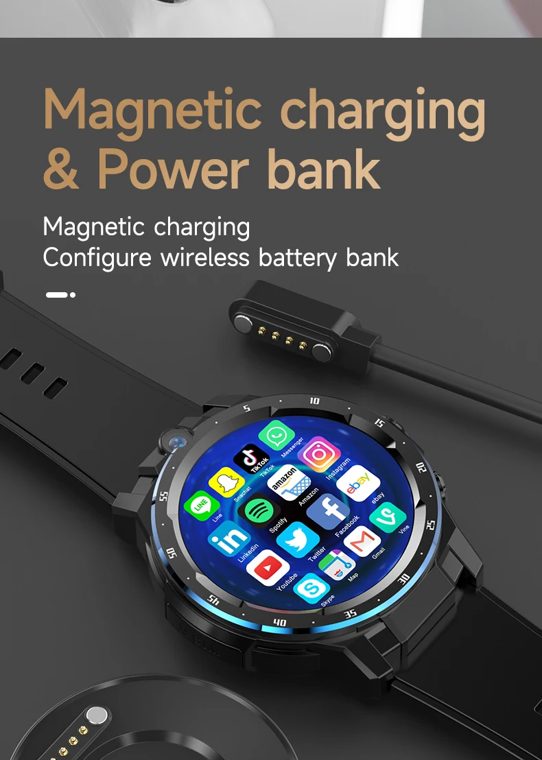 A5 Touch Screen Smart Watch 6+128g Pluggable 4g Sim Card Dual Camera