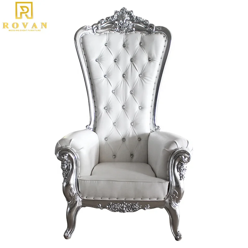 king and Queen High Back Cheaper pink king Sliver Throne Chairs High Back Royal Luxury Wedding Chair for Groom and Bride