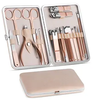 Fashion Rose Gold Manicure Set, Professional Nail Salon-18 pcs personal beauty care kit