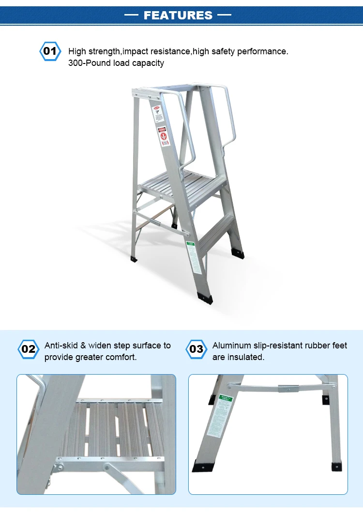 2 3 4 Steps Single-Sided Folding Aluminum Platform Ladder