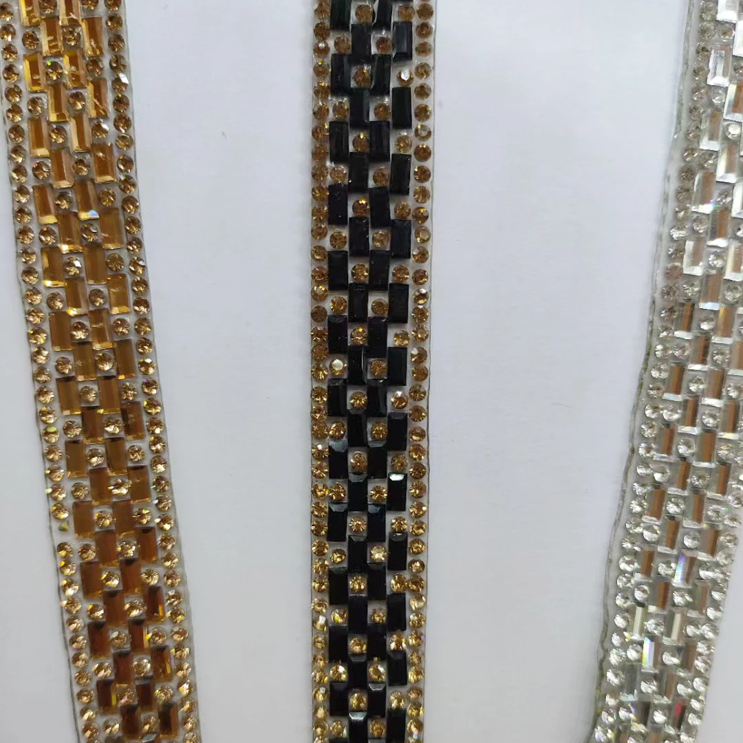 Self Adhesive Crystal Rhinestone Diamond Ribbon Trim Sheet Hotfix Bling Rhinestone Iron on Tape for Shoes  Crafts Decoration