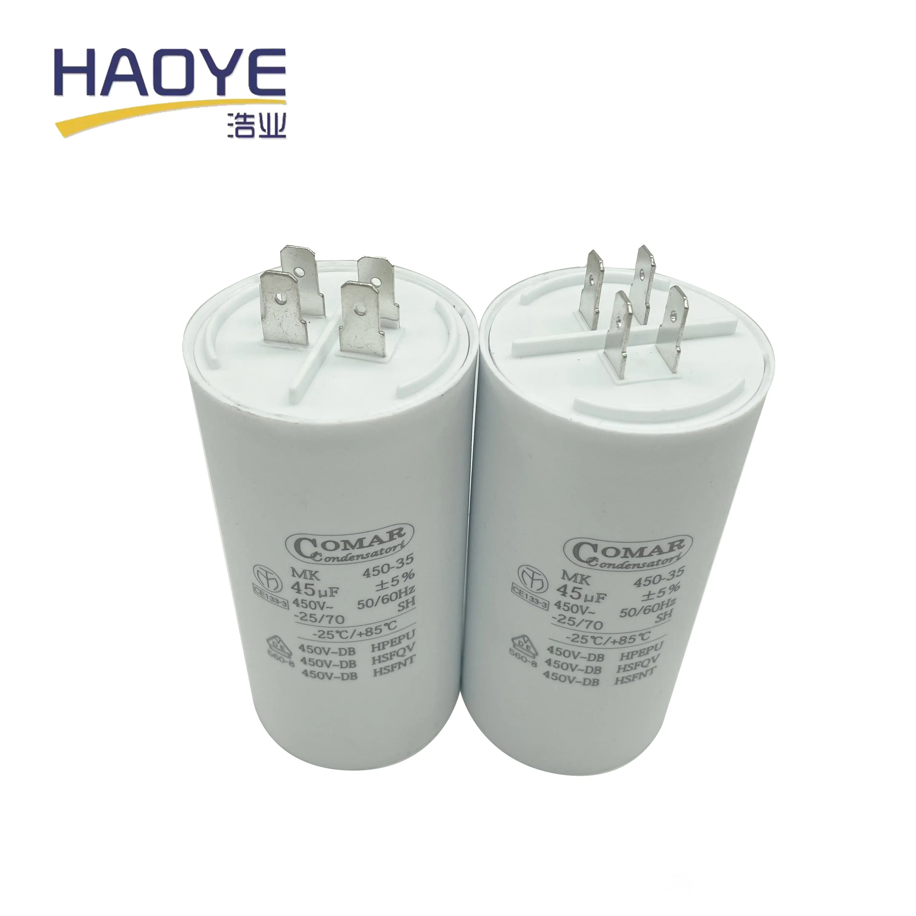 COMAR 30uf 40uf 45uF 450V AC Motor Run Capacitor for Water Pump Ect.(±5%, 50/60Hz, -25℃~+85℃)