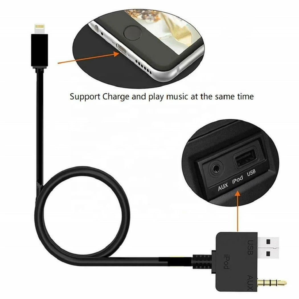 AUX USB Cable Jack for Hyundai Kia to Iphone