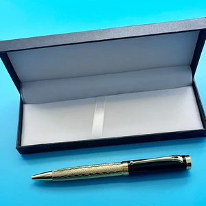 High Quality Classic Branded Black Gold Stainless Steel Ball Pen Premium Engraved Luxury Metal Ballpoint Pen with Custom Logo
