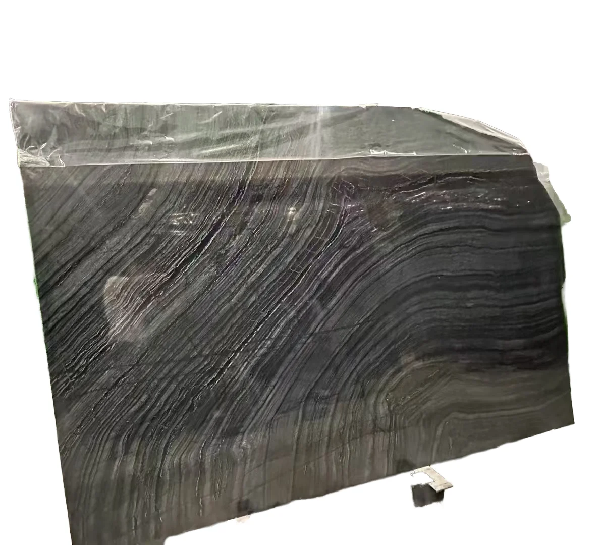 ألواح رخامية سوداء كبيرة ذات نسيج خشبي قديم طبيعي لتصميم الفلل مع سطح مصقول وحوض داخلي رخامي