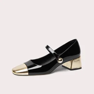 Lily Wei Mary Jane Women's Shoes Color Block Square Toe for Weekend Wear Wholesale Office Casual Apparel Use