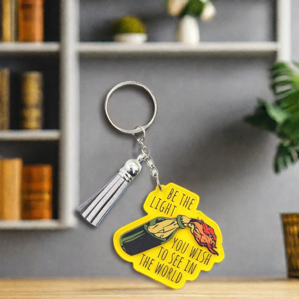 YYXKH1356 High Quality Transparent Acrylic Printing UV Printed Laser Cut Cartoon Keychain 'War and Peace' Theme Gift factory