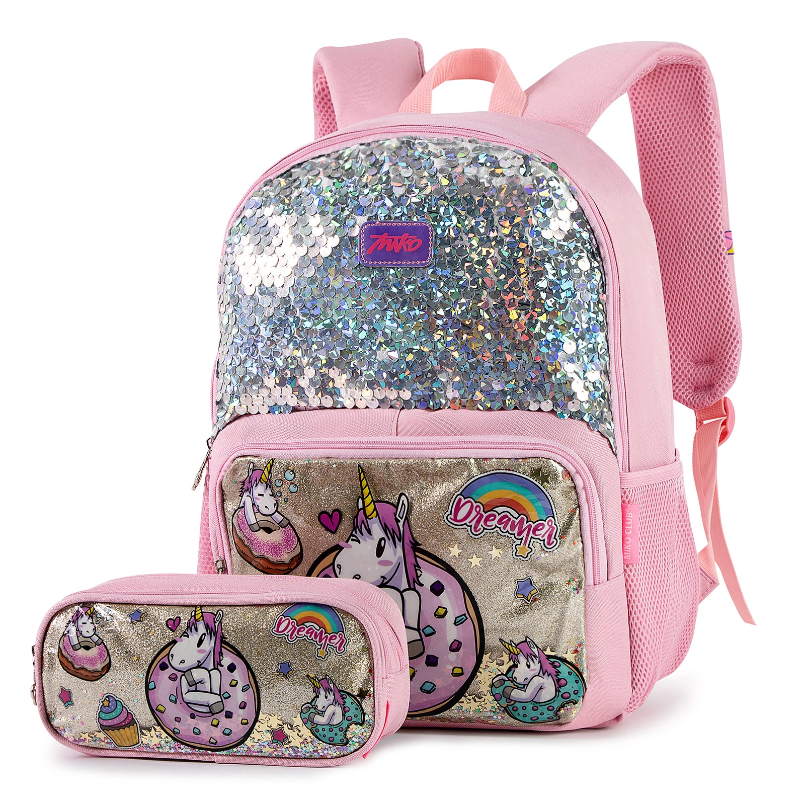 pink backpack sequin
