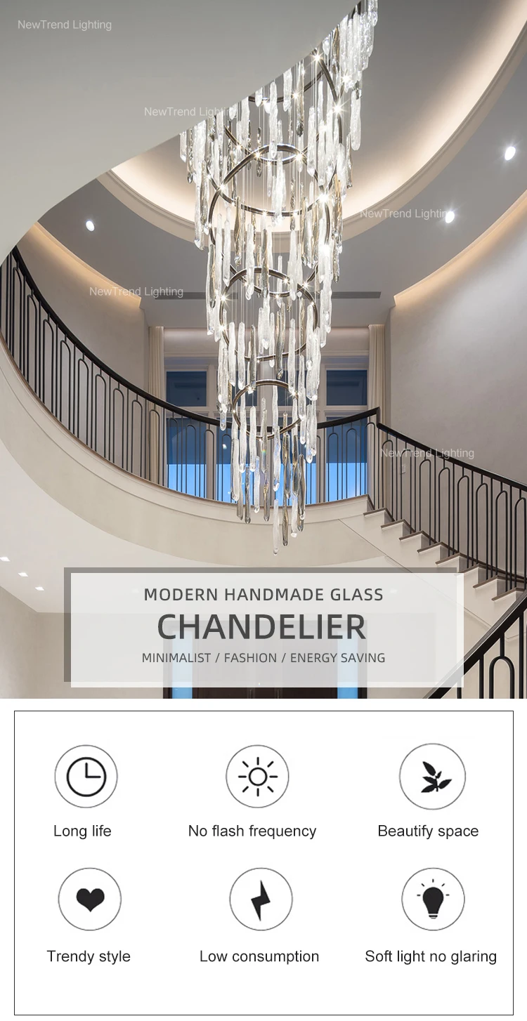 CPL-342 Professional Bespoke Indoor Decoration Lighting Hotel Villa Hall Staircase Led Chandelier supplier