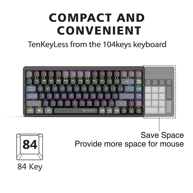 Wireless Mechanical Keyboard 68 Keys Hotswap 2.4g/bt5.0 Dual-mode Mini ...