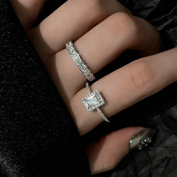 DQ8519R 925 Sterling Silver Trendy Cubic Zirconia Silver Rings Jewelry Zircon Ring For Women Fine Jewelry