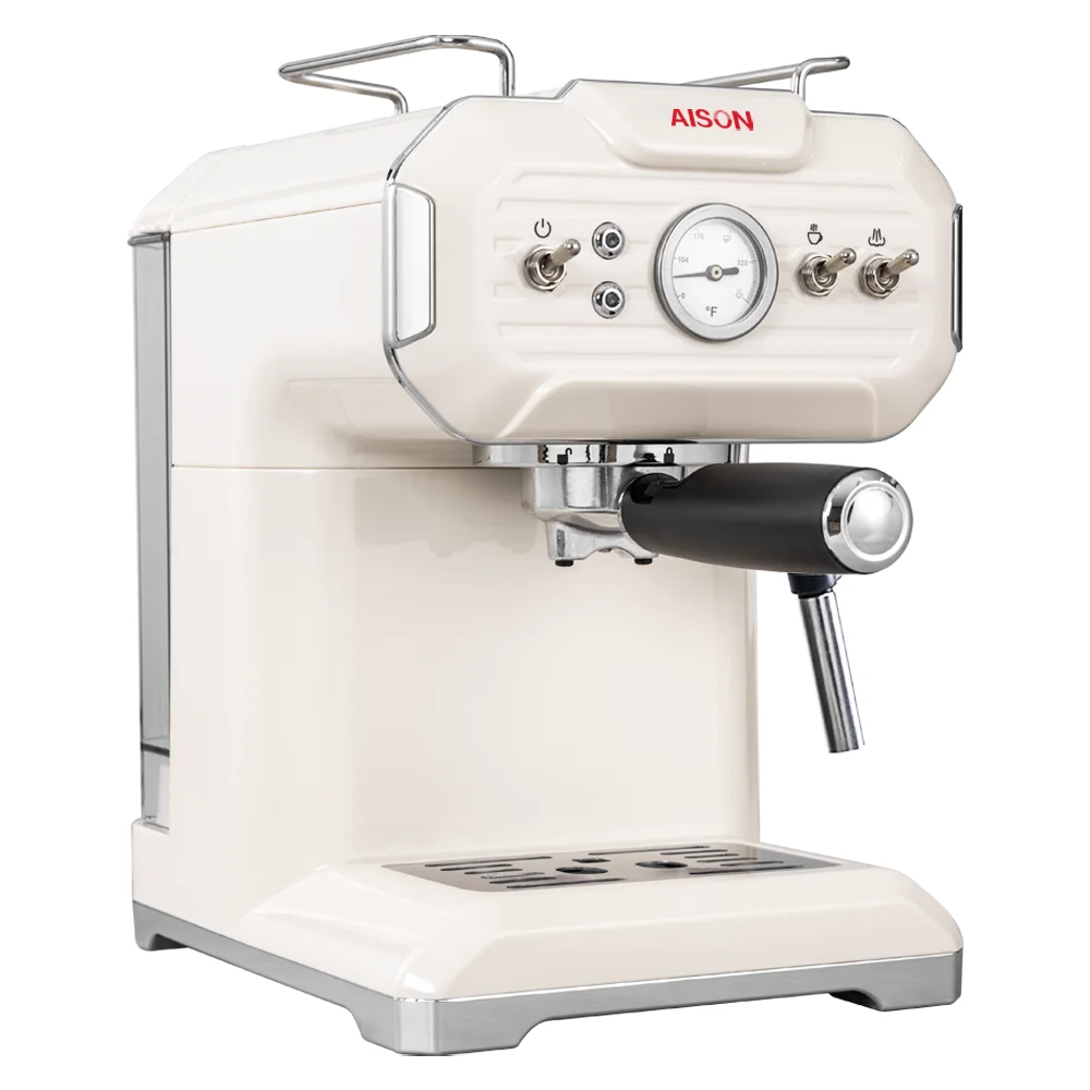 New Retro Style Coffee Maker with Steam 20 Bar Electric Espresso Machine