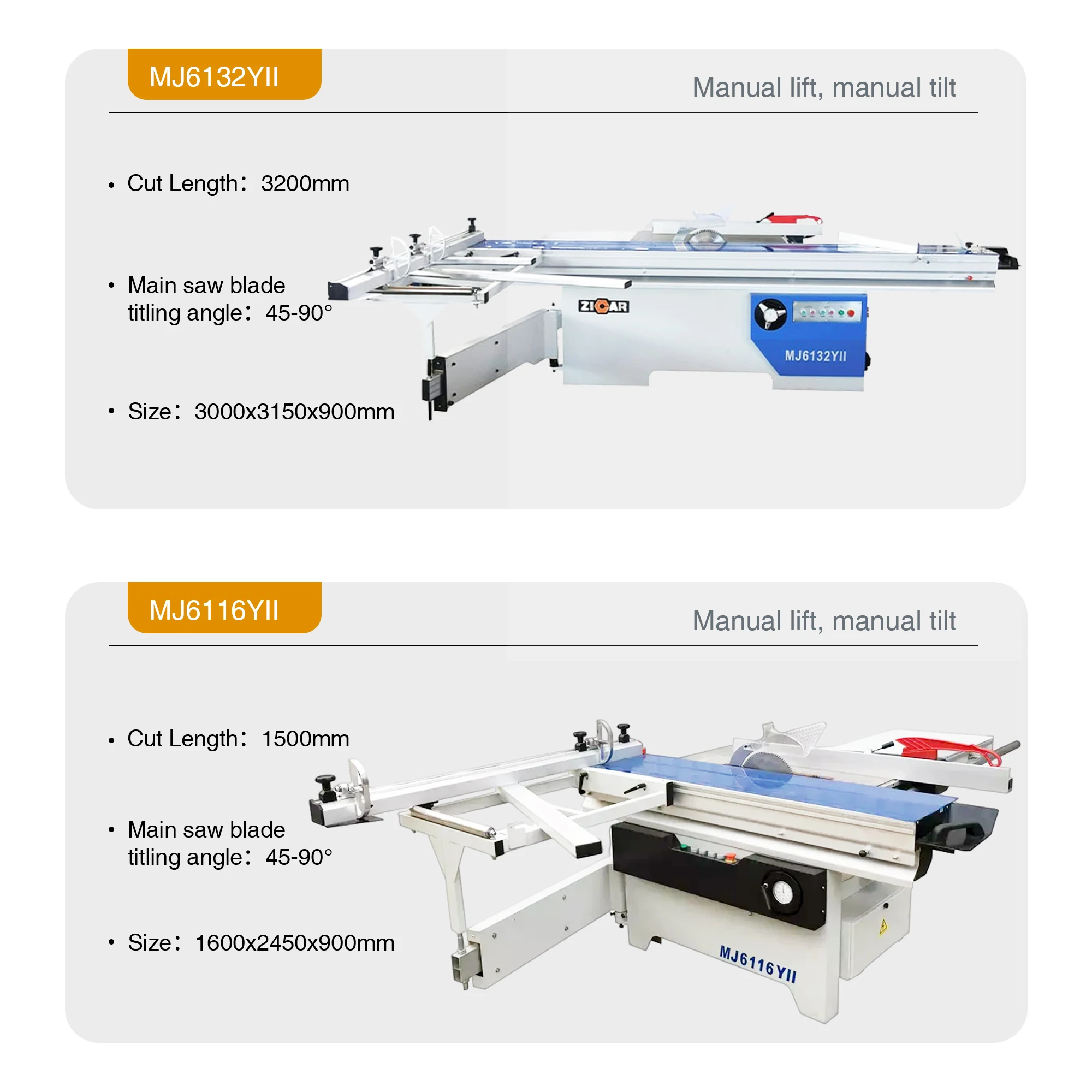 ZICAR OEM Portable Small Sliding Table Saw 1.6 Meters Mini Woodworking Panel Saw Machine for Carpenter Making Furniture