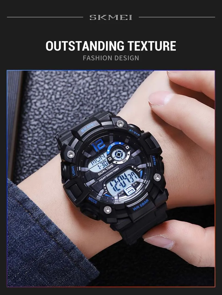 SKMEI 2018 sports new style mens digital watch creative Silicone band water proof Chronograph character student watch design