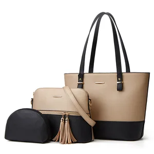 Factory Supply Ladies Leather Tote Bag Women 3 in 1 Crossbody Bag Women Ladies Bags Handbag Set