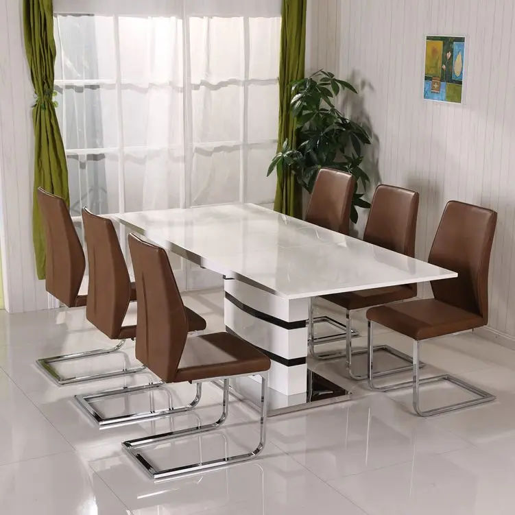 MDF Extending Dinning Furniture Extendable 6/8 Seat Modern Dining Table and Chairs Set Home Furniture BSCI Rectangle