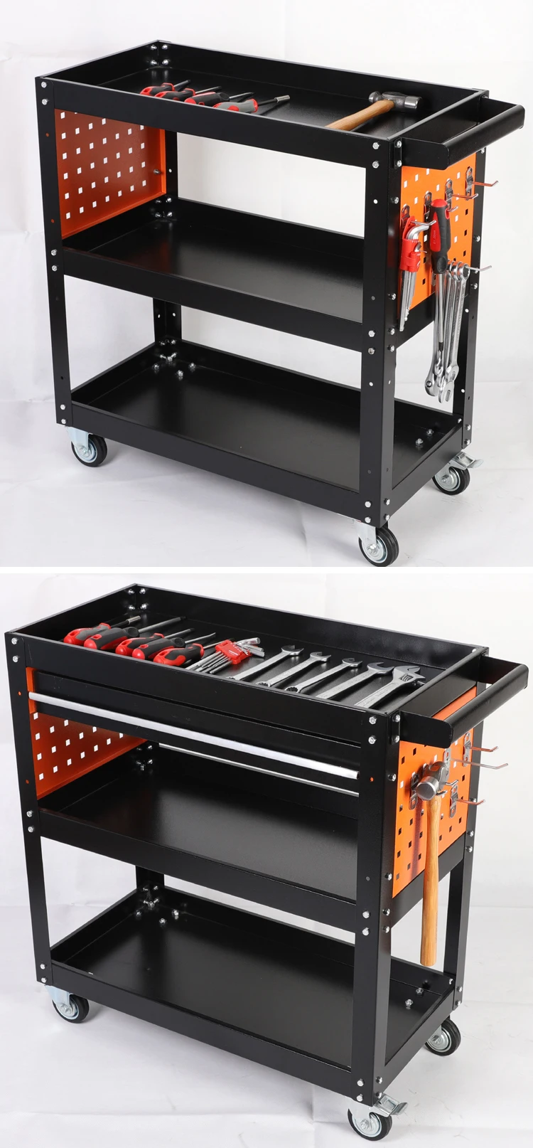 3 Layer Tiers Heavy Duty Stainless Steel Tool Chest Mobile Garage Metal ...