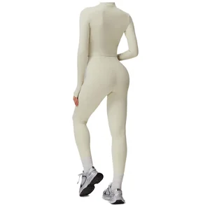 Breathable Fashion Sportswear for Adults Fitness Jacket Casual Set With Long Sleeves Yoga Top Winter Warm Tights Print Pattern