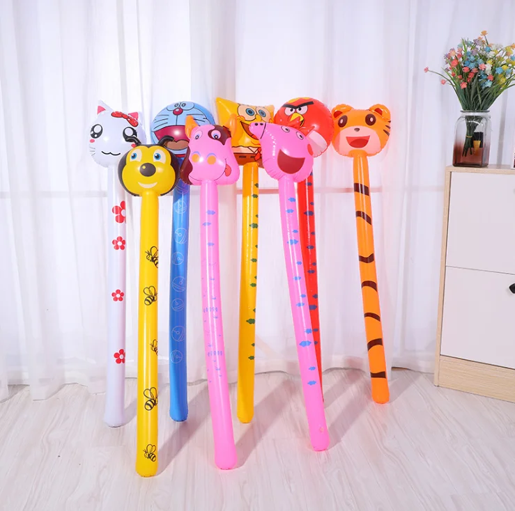 High quality plastic pvc silk screen printing inflatable animal head walking sticks
