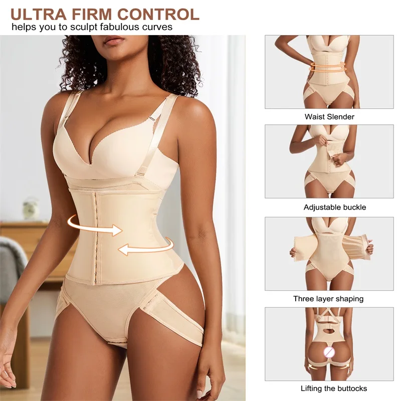Women Tummy Control Panties Shaper Shoulder Strap Trainer Butt Lift Pull Body Corset Shaping Underwear Waist Trainer Shapewear supplier
