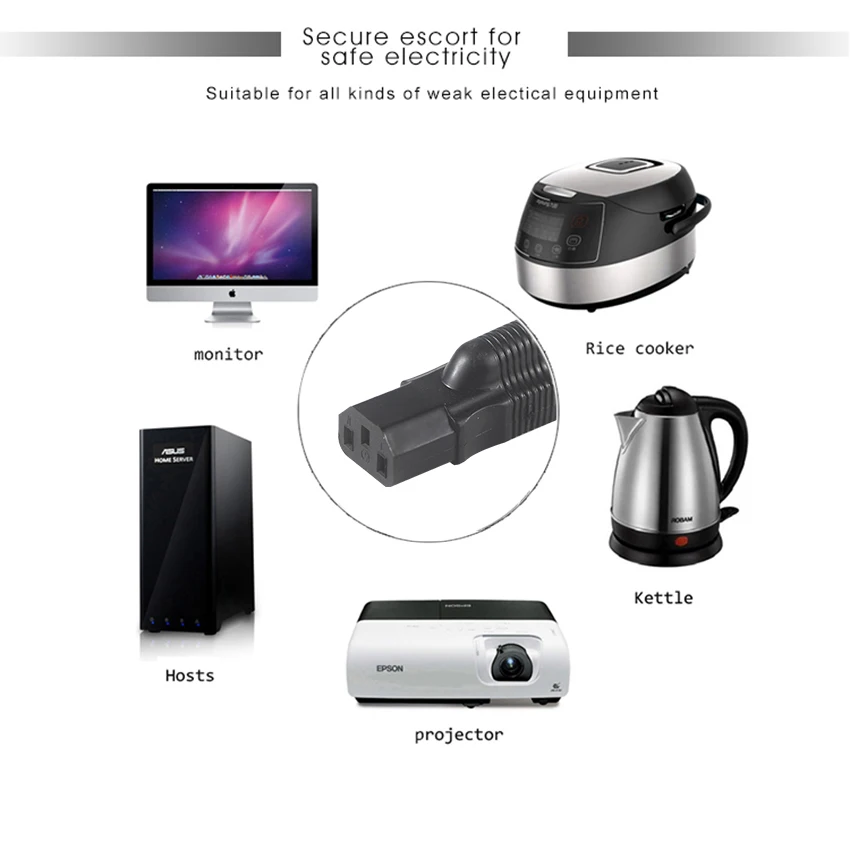 Portable US Power Adapter Kettle C13 to US American 3 Pin AC Plug American Approval AC US Power Converter
