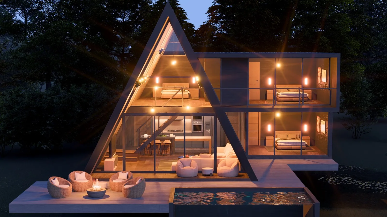 Triangular House in the Forest, 170 square Meters of Earthquake ...