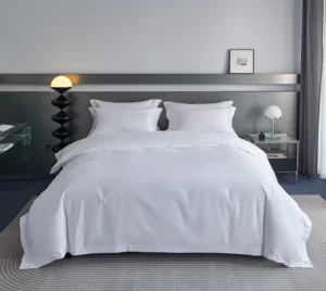 Luxury Quality Custom Logo Woven King Size Dormitory Bedding Set-100% Cotton 200TC Anti-Pilling Air-permeable All-Season