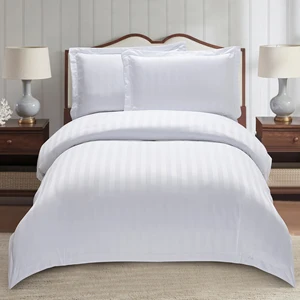 KOSMOS Microfiber 1cm Stripe Printed Bedding Set 100% Polyester Hotel Duvet Cover Set