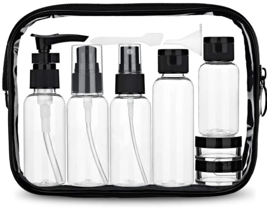 Reiseflaschen Set 100 Ml – TSA-genehmigt, Auslaufsicher & Transparent | Mit Etiketten Für Shampoo, Lotion Etc.