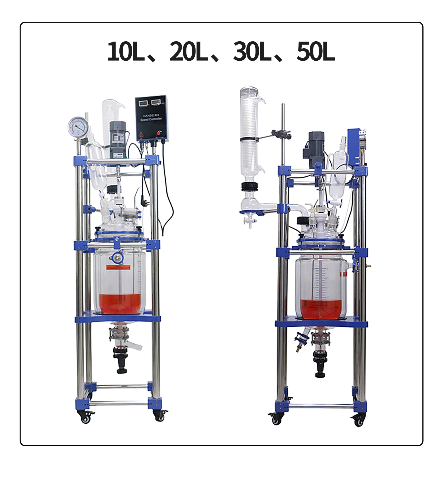 Chemical machinery pilot plant jacketed vessel 10 litre 25l glass biodiesel reactor prices