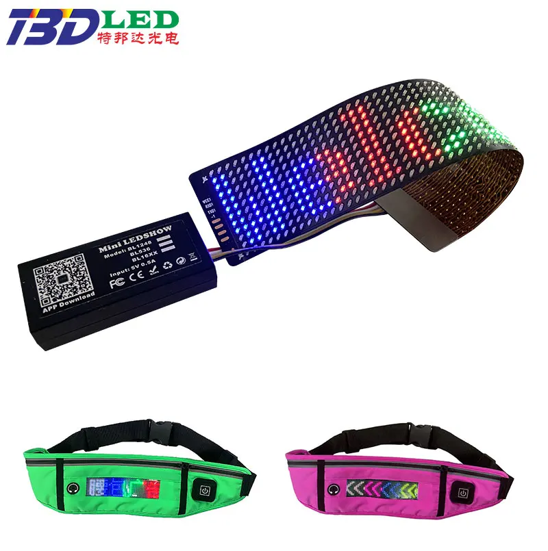 Phone Control Moving Message Flexible Led Display Mini Led Sheets Hats Shoes Bags Glowing Scrolling Flexible LED Screen Strip