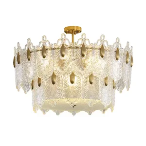 Large Fancy Indoor Living Room Elegant Hanging Luxury Gold Modern Fixture Glass Led Crystal Pendant Light