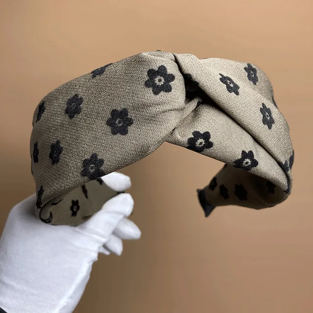 New Fabric Brown Hair Band Versatile High Top Small Flower Hair Hoop Elegant Retro High-end Headband