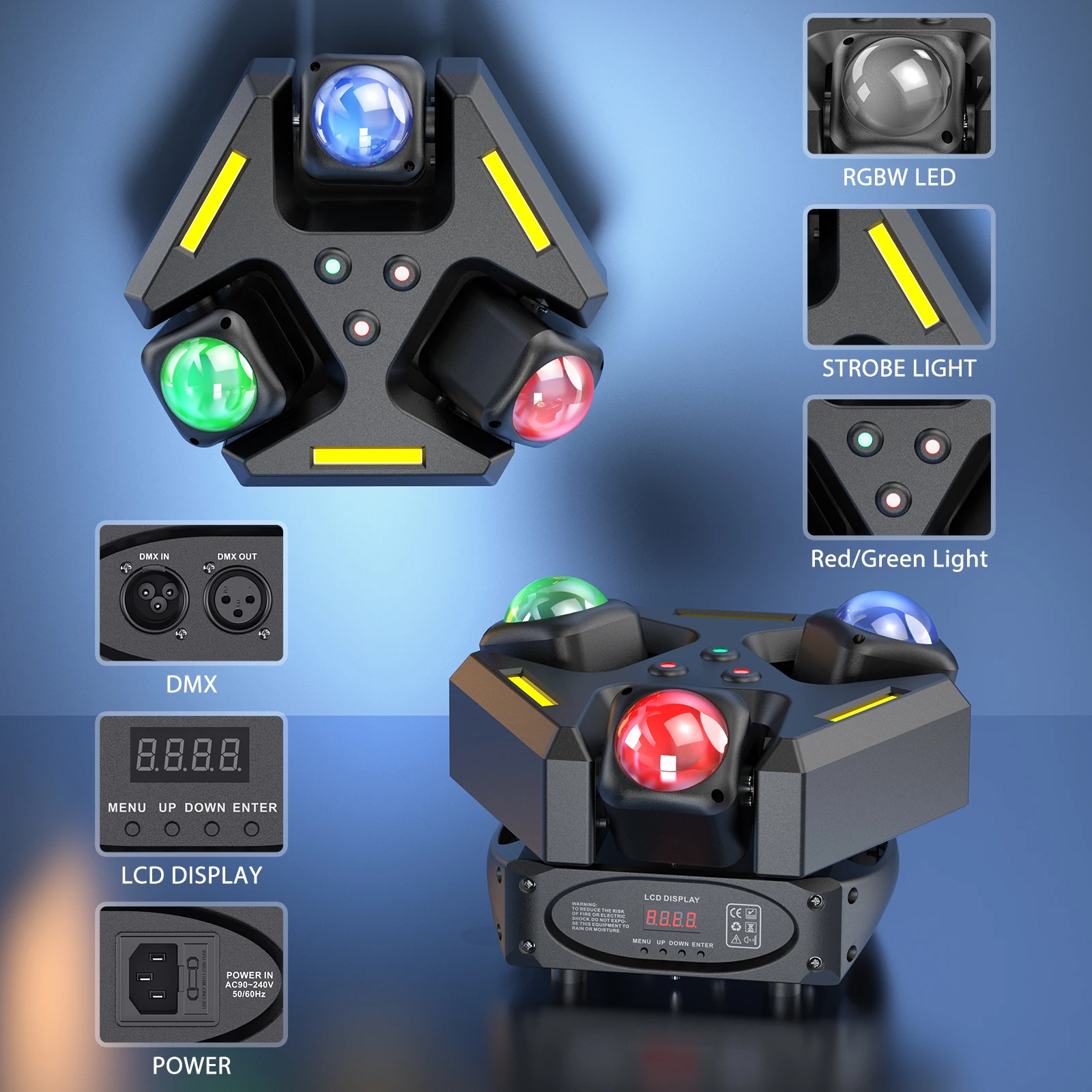 120W RGBW 4-in-1 LED Party Stage Lighting DMX 512 Disco Light for Bar Disco Dance Halls Clubs Mobile Stage DJ Moving Head Lights