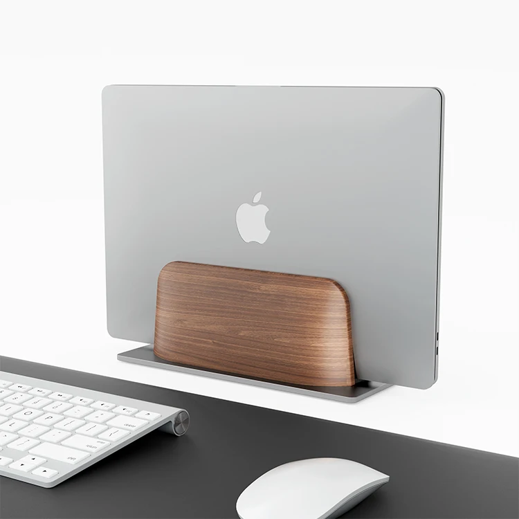 Space-Saving Desk Stand Non-Slip Real Black Walnut Solid Wood Vertical Notebook and Laptop Stand