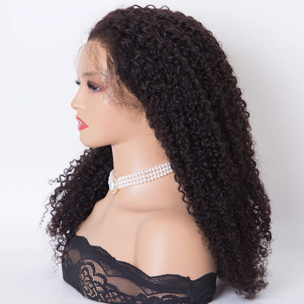 20 inch Curly texture natural black color single knots 13x6 HD lace top wig for women