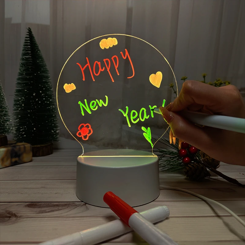 Erasable Writing Board Creative Diy Rgb Led Memo Message Luminous Note Acrylic Writing Board
