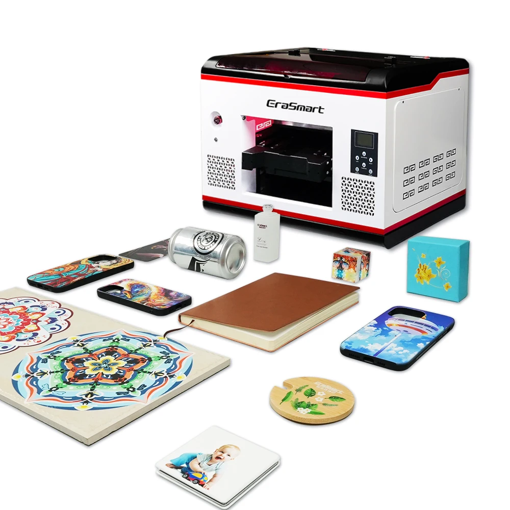 Erasmart Brother Inject Printer Automatic 3d UV Flatbed Printer UV Printer for Phone case Mug Cup