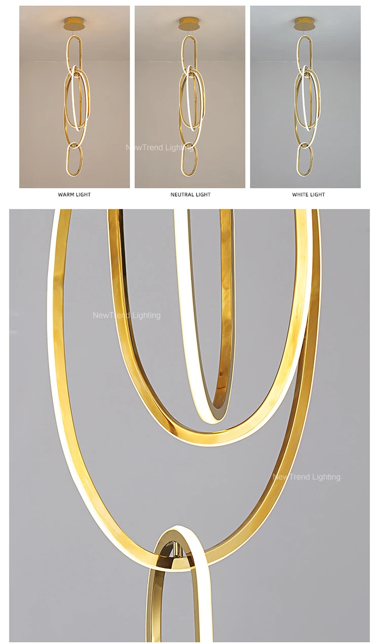 cpl 232 custom circular led hanging lamp home living room dining room staircase metal silicone pendant light-3