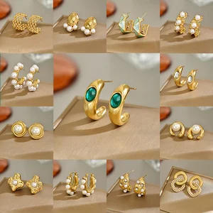 Latest Stainless Steel 18K Gold Plated Hoop Earrings for Women Trendy Jewelry Wholesale